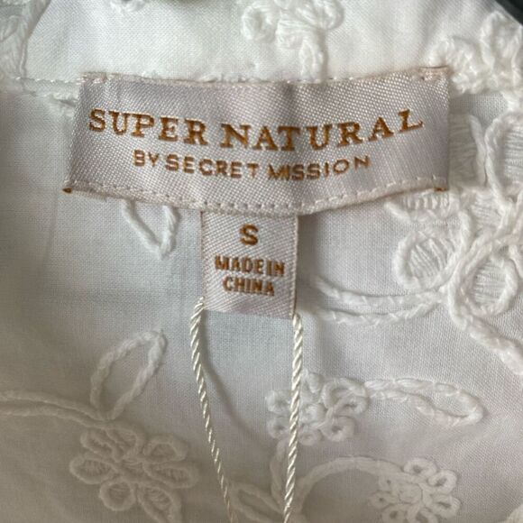 SUPER NATURAL BY SECRET MISSION SKIPE SHIRT EMBROIDERED WHITE DRESS SIZE S $425 - Picture 10 of 12